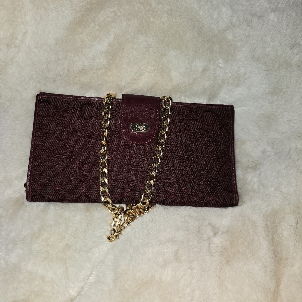 Celine C Macadam Horse and Carriage wallet w unbranded chain